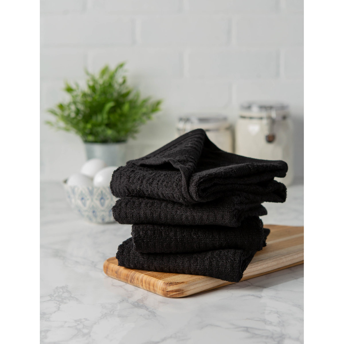 Annistyn Cotton Waffle Dish Cloth Kitchen Towel (Set of 4)